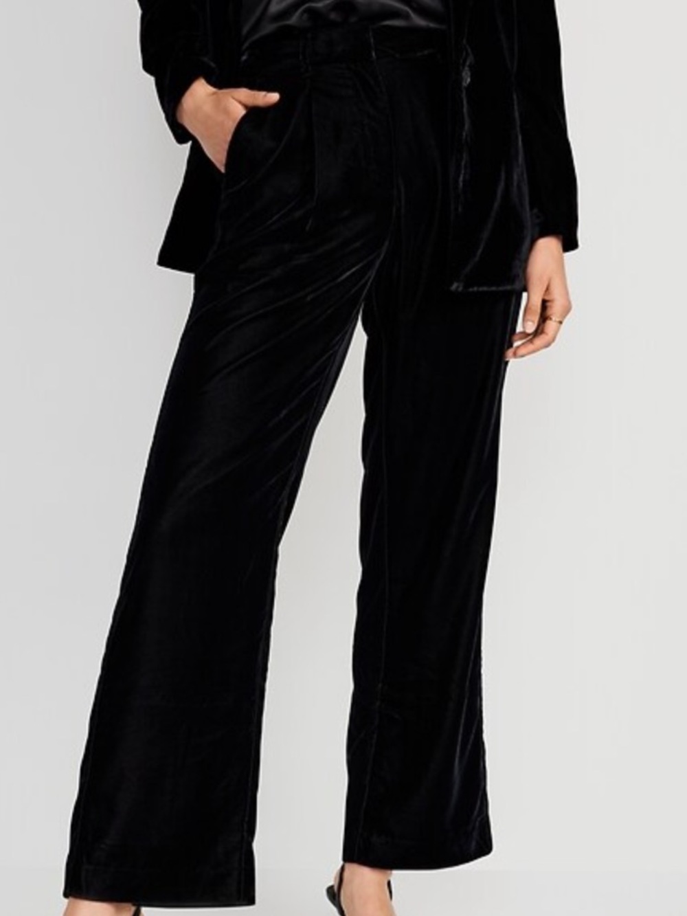 Black Velvet High Rise Flare Pants - Women